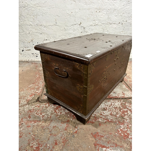 142 - A 20th century mahogany and brass bound twin handled chest - approx. 41cm high x 70cm wide x 37cm de... 