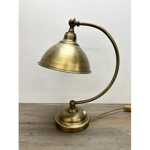 150A - A Laura Ashley brass table lamp - approx. 43cm high
