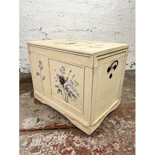 155 - Two modern chests, one antique style dome top map design and one hand painted floral design - larges... 
