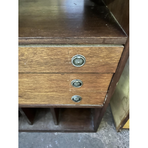 157 - A mahogany three drawer music cabinet