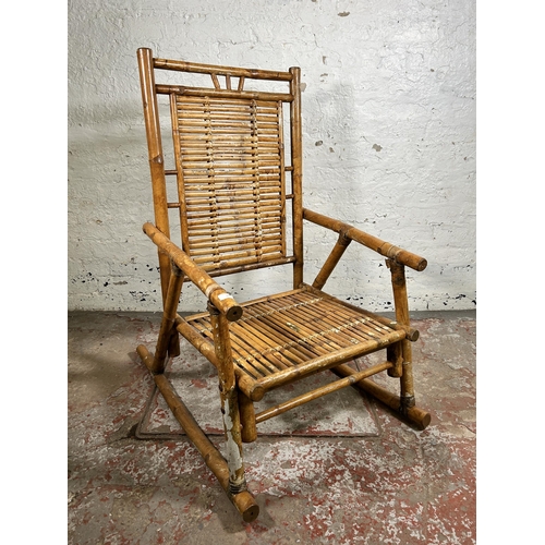 162 - A bamboo and wicker rocking chair