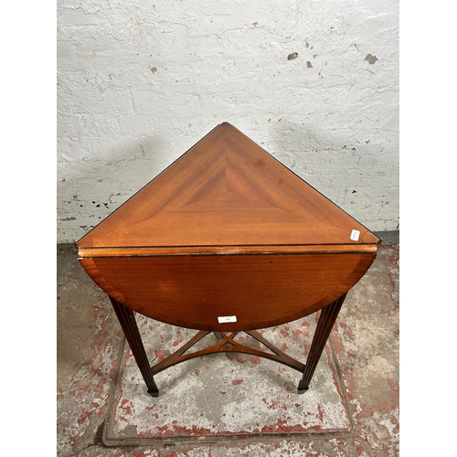 174 - An Edwardian style mahogany three leaf folding side table - approx. 71cm high x 77cm in diameter