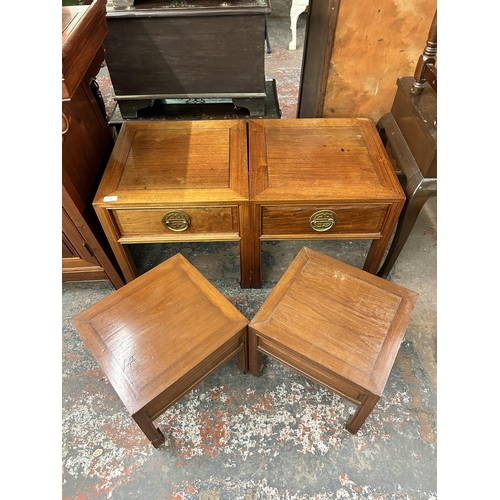 182 - Four Chinese hardwood side tables, two approx. 46cm high x 46cm wide x 46cm deep and two approx. 30c... 