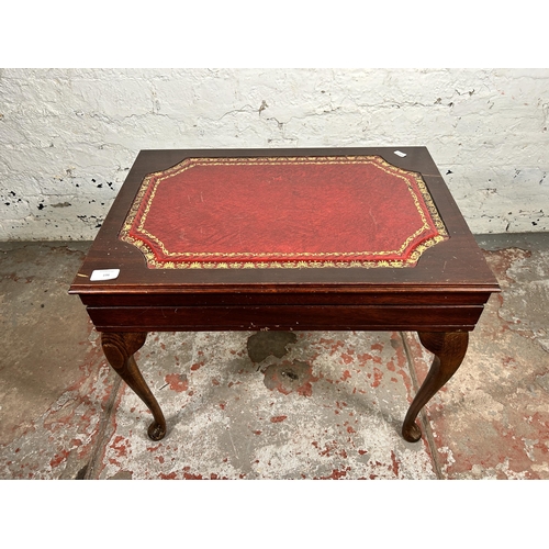 196 - A 19th century style mahogany and red leather cutlery table containing Cooper Ludlan silver plated t... 