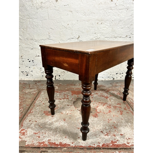 198 - A 19th century mahogany rectangular side table with turned supports - approx. 45cm high x 43cm wide ... 