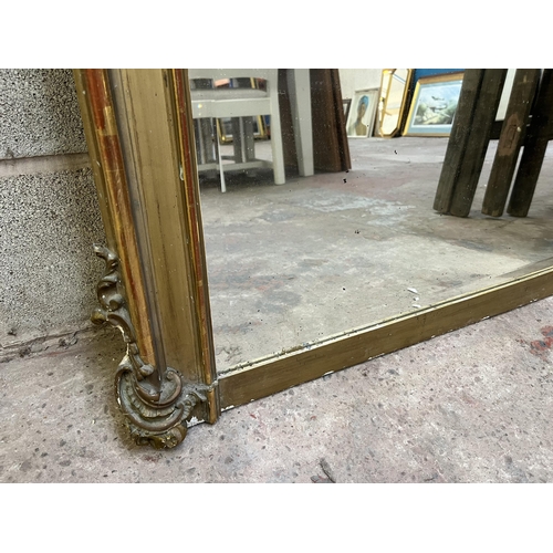 13 - A 19th century French gilt framed bevelled edge overmantle mirror - approx. 154cm high x 105cm wide