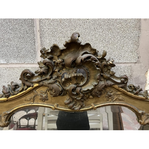 13 - A 19th century French gilt framed bevelled edge overmantle mirror - approx. 154cm high x 105cm wide