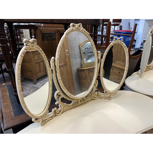 25 - A French style white painted kidney shaped dressing table and stool - approx. 75cm high x 133cm wide... 