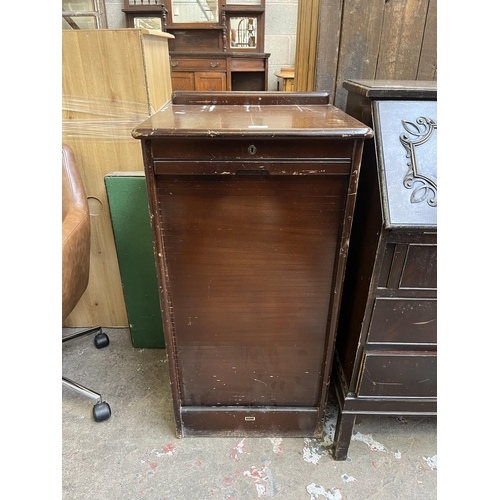 31 - A mid 20th century Abbess mahogany tambour door filing cabinet - approx. 96cm high x 48cm wide x 41c... 