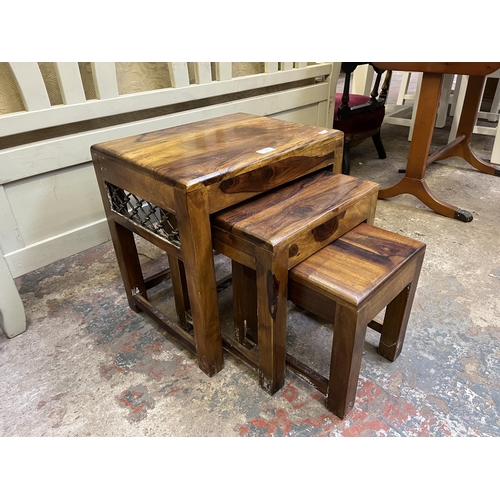 40 - An Indian sheesham wood nest of tables