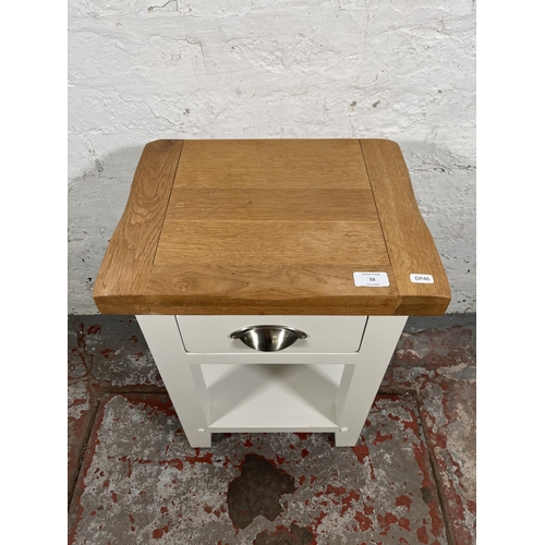 55 - A modern solid oak and white painted single drawer side table - approx. 56cm high x 40cm wide x 32cm... 