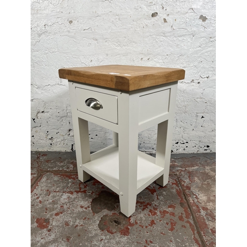 55 - A modern solid oak and white painted single drawer side table - approx. 56cm high x 40cm wide x 32cm... 