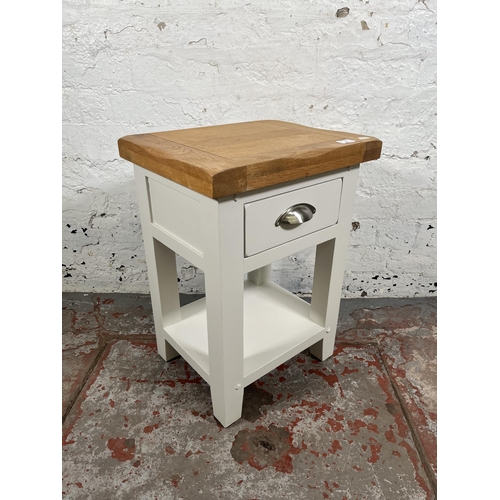 55 - A modern solid oak and white painted single drawer side table - approx. 56cm high x 40cm wide x 32cm... 