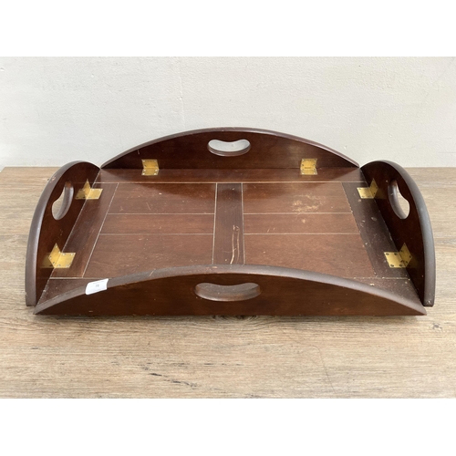 73 - A Georgian style mahogany folding butler's tray - approx. 14cm high x 44cm wide x 71cm long