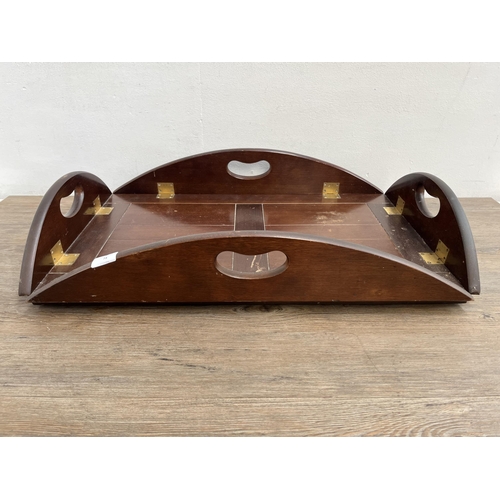 73 - A Georgian style mahogany folding butler's tray - approx. 14cm high x 44cm wide x 71cm long