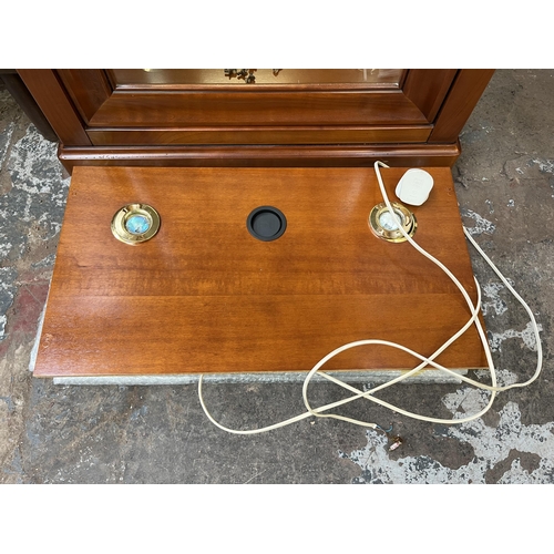 76 - A French cherrywood and glass single door display cabinet with three glass shelves - approx. 162cm h... 