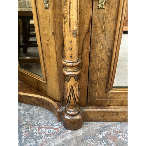 82 - A Victorian inlaid walnut and marble top mirrored credenza - approx. 85cm high x 122cm wide x 37cm d... 