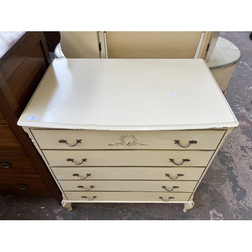 85 - A French style white painted chest of drawers - approx. 84cm high x 78cm wide x 49cm deep