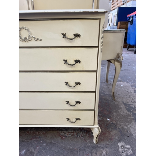 85 - A French style white painted chest of drawers - approx. 84cm high x 78cm wide x 49cm deep