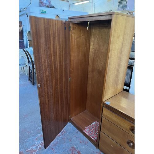 95 - A mid 20th century Meredew teak single wardrobe - approx. 154cm high x 61cm wide x 39cm deep