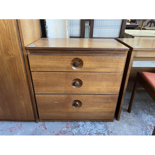 96 - A mid 20th century Meredew teak chest of drawers - approx. 72cm high x 71cm wide x 40cm deep