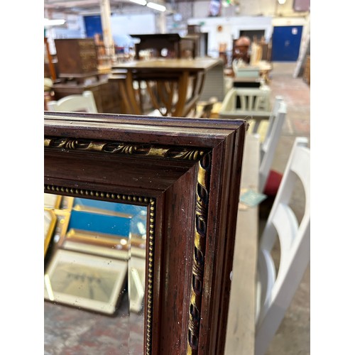 231 - A 19th century style red lacquered and gilt framed bevelled edge wall mirror - approx. 104cm high x ... 