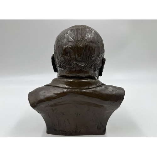 2191 - A Marcus Designs bronzed resin bust of Winston Churchill - approx. 15cm high