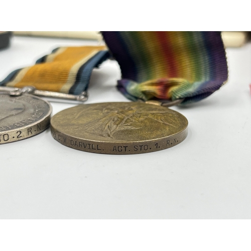 2197 - A collection of early 20th century militaria and medals awarded to Mr Cecil M. Darvill to include WW... 