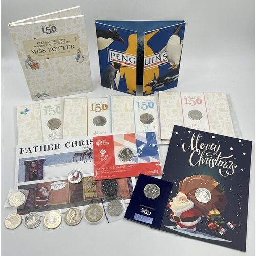 2213 - A collection of British coins to include three sealed The Royal Mint Beatrix Potter 150th Anniversar... 