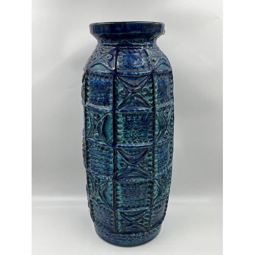 282 - A mid 20th century West German Bay Keramik blue glazed 60/40 floor vase