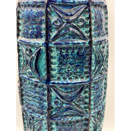 282 - A mid 20th century West German Bay Keramik blue glazed 60/40 floor vase