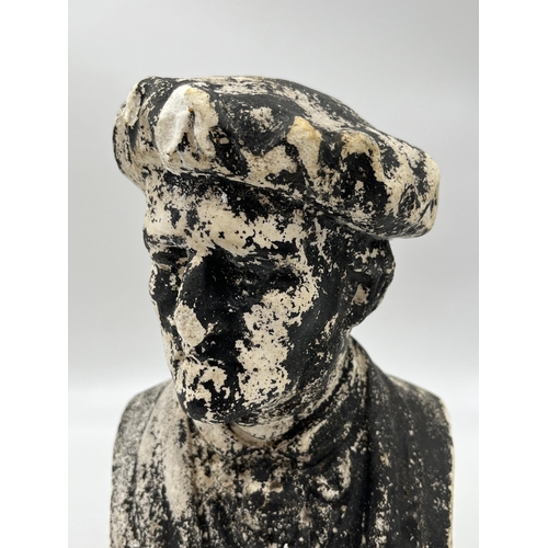 284 - A chalkware bust of a gentleman wearing a beret - approx. 23cm high