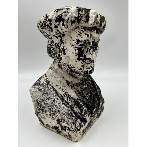 284 - A chalkware bust of a gentleman wearing a beret - approx. 23cm high