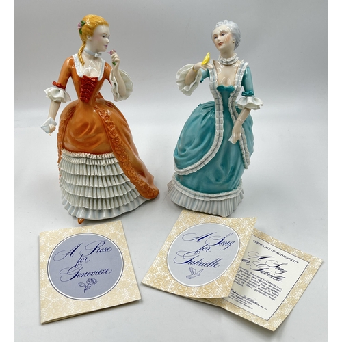 289 - Two Franklin Mint porcelain figurines with certificates of authenticity, one A Rose for Genevieve an... 