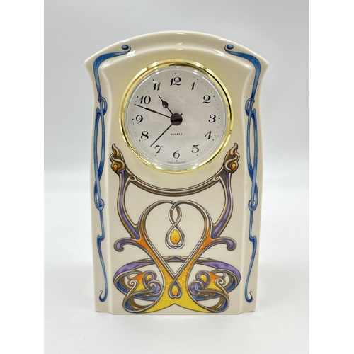 291 - A Mason's Art Nouveau porcelain mantel clock with quartz movement