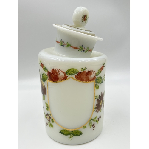 295 - A 19th century hand painted opaline glass decanter