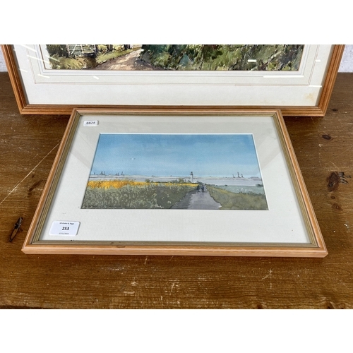 253 - Two framed watercolours to include one signed H. Stanley Traynor 2000 - largest approx. 50cm high x ... 