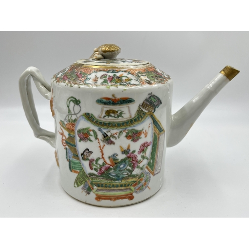 305 - A 19th century Canton hand painted porcelain teapot