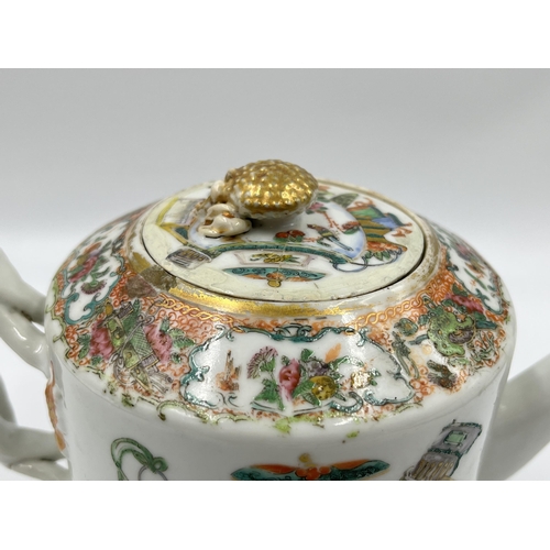 305 - A 19th century Canton hand painted porcelain teapot