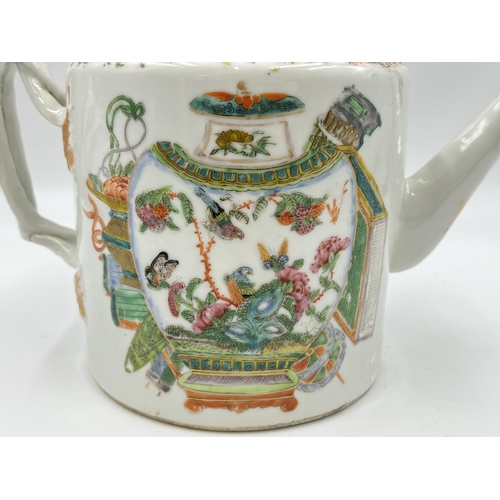 305 - A 19th century Canton hand painted porcelain teapot