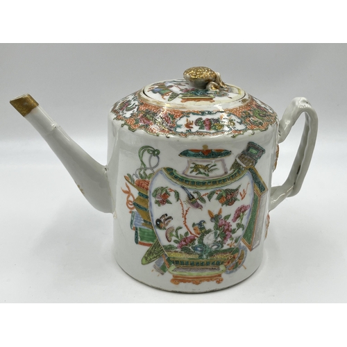 305 - A 19th century Canton hand painted porcelain teapot