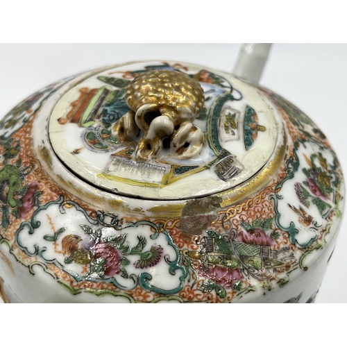 305 - A 19th century Canton hand painted porcelain teapot