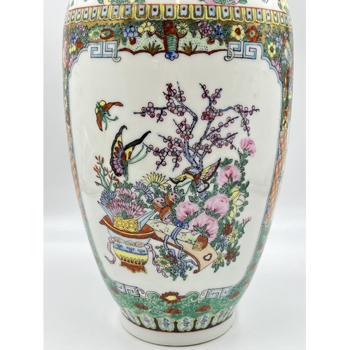 308 - A Chinese hand painted porcelain baluster vase - approx. 39cm high