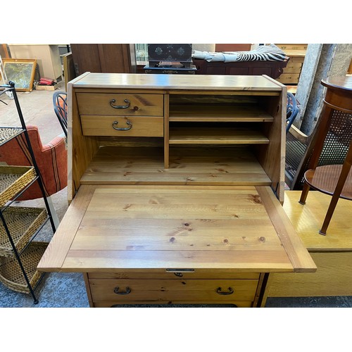 106 - A pine bureau - approx. 109cm high x 82cm wide x 46cm deep