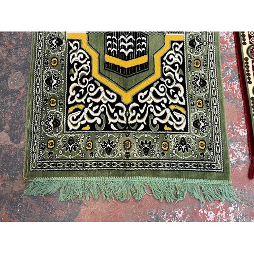 189 - Two machine woven prayer mats, one approx. 116cm x 67cm and one approx. 105cm x 67cm