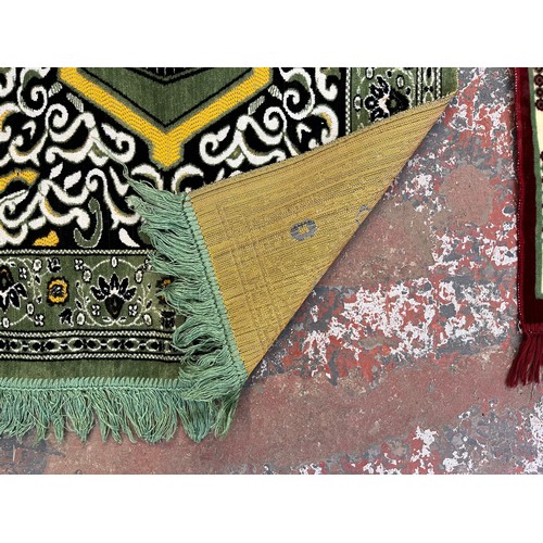 189 - Two machine woven prayer mats, one approx. 116cm x 67cm and one approx. 105cm x 67cm