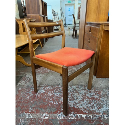 97 - A mid 20th century Meredew teak dressing table and chair - approx. 72cm high x 140cm wide x 40cm dee... 