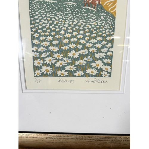 263 - Two framed Jan Ritchie original linocut pencil signed limited edition prints, Ploughing no. 4 of 75 ... 