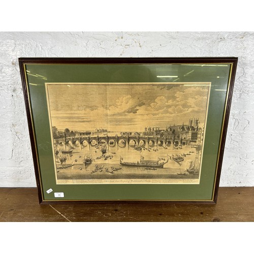 261 - A 19th century mahogany framed 'The South East Prospect of Westminster Bridge' engraving - approx. 5... 