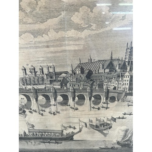 261 - A 19th century mahogany framed 'The South East Prospect of Westminster Bridge' engraving - approx. 5... 